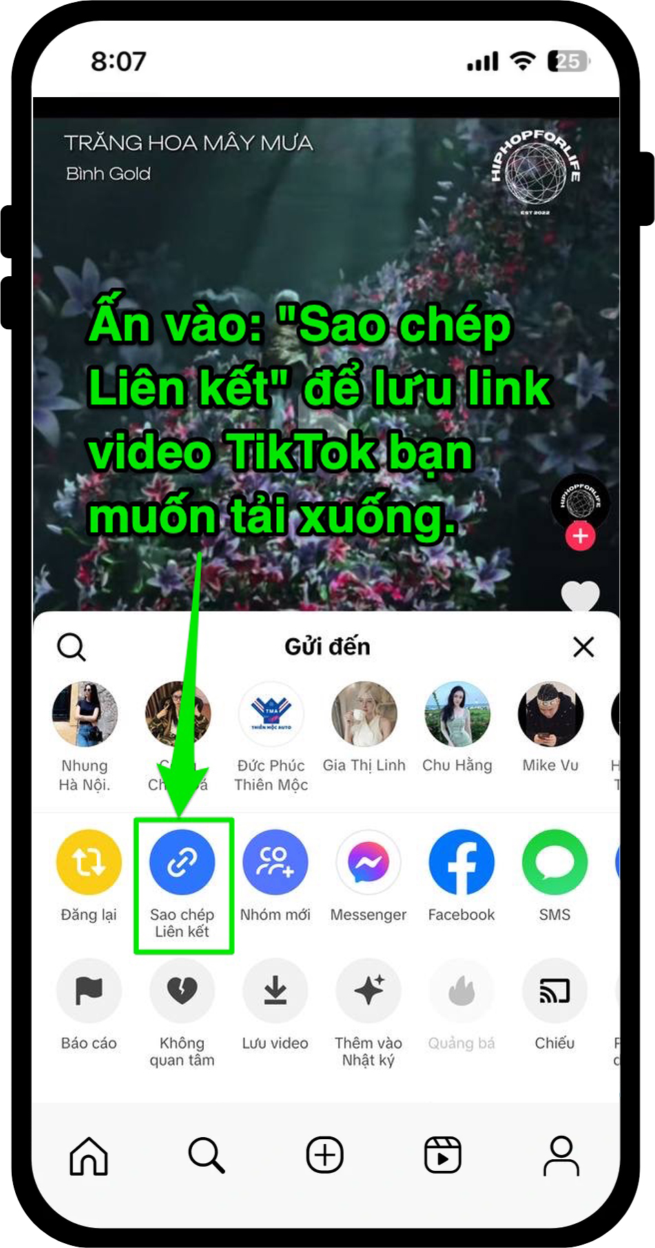 Bước 1: Sao chép liên kết video TikTok