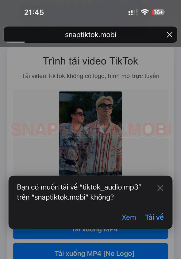 Ấn Tải về và chờ đợi quá trình tải xuống