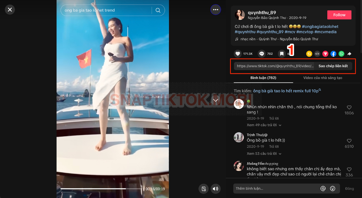 Lưu liên kết video TikTok bạn muốn tải