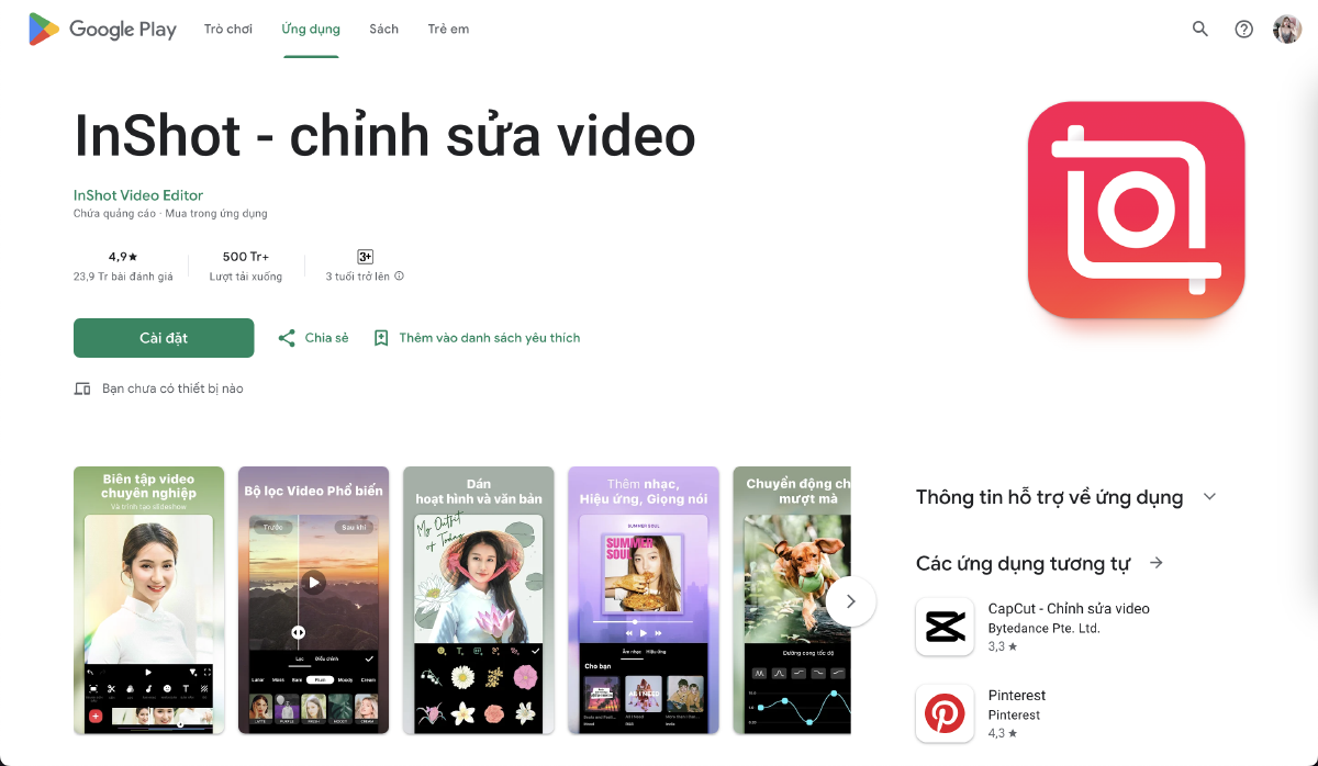 InShot - chỉnh sửa video dễ dàng với hơn 500 triệu lượt cài đặt